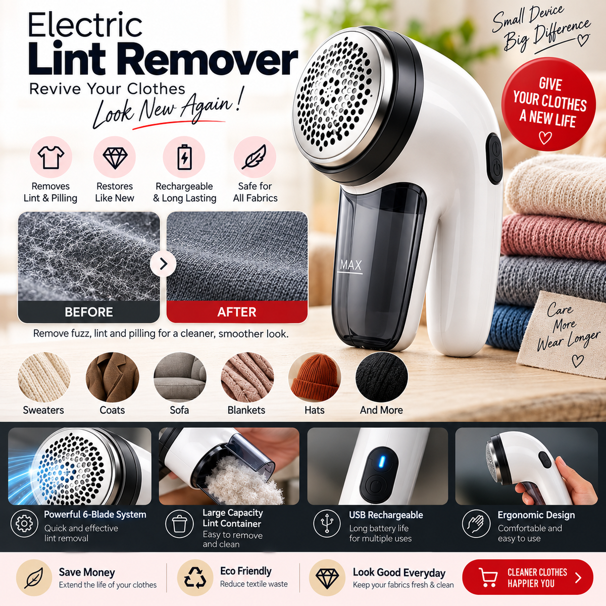 Electric Lint Remover – Give Your Clothes a Fresh New Look!