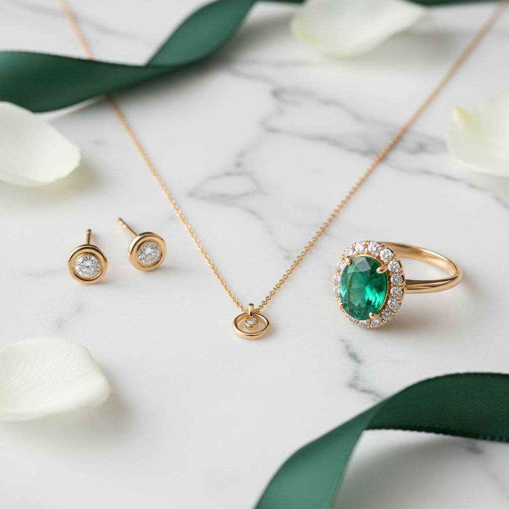Gold Pendant Necklace Set